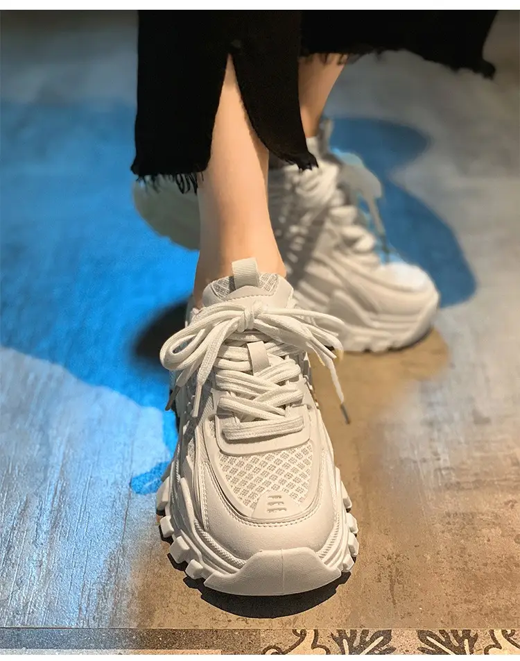 Korean Style Summer Thick-soled Torre Shoes Women's 2023 New Foot-showing Small Height-increasing All-match Breathable Sports Casual Shoes — feature 14