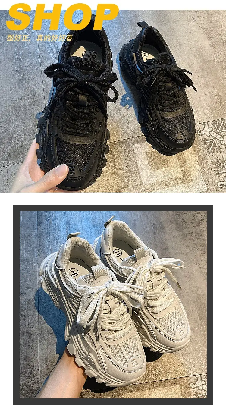 Korean Style Summer Thick-soled Torre Shoes Women's 2023 New Foot-showing Small Height-increasing All-match Breathable Sports Casual Shoes — feature 16
