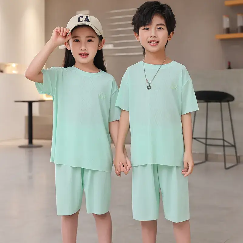 2 Pcs Black Casual Boys Girls Shorts Suit Medium Large - Image 6