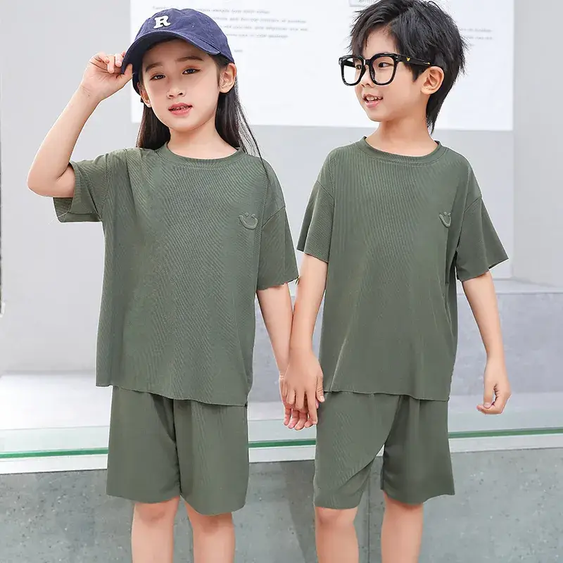 2 Pcs Black Casual Boys Girls Shorts Suit Medium Large - Image 8