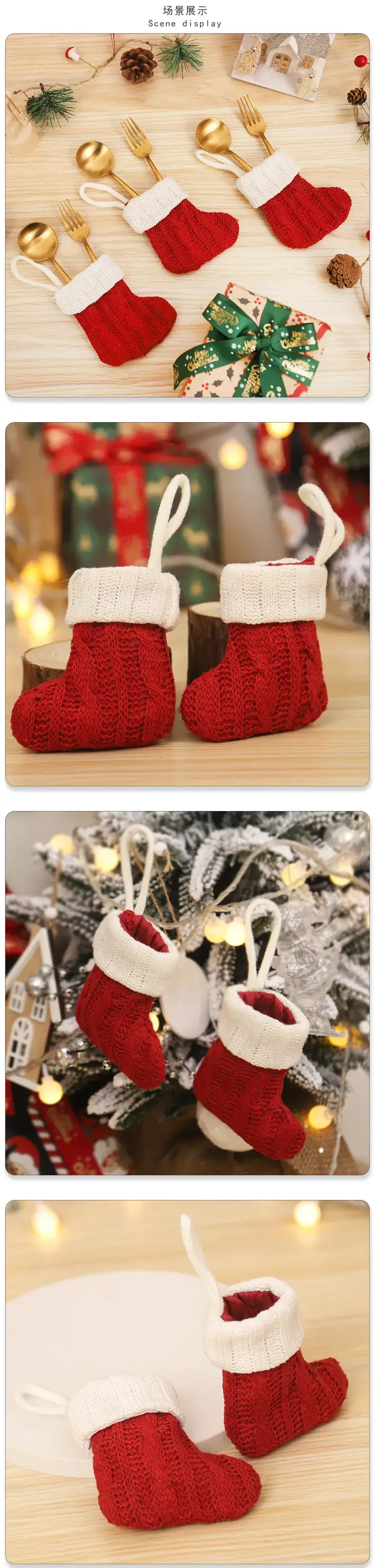 Pink Knitted Christmas Socks Set for Home Decor — feature 4