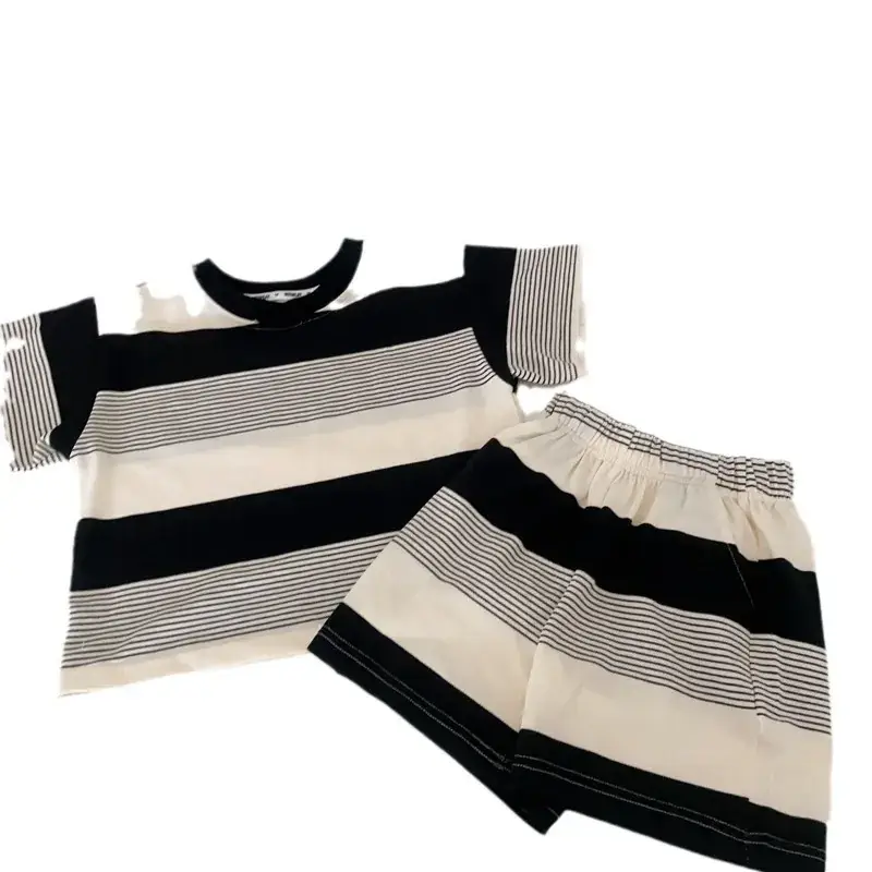 Striped Family Suit for Women Black Beige T23X88