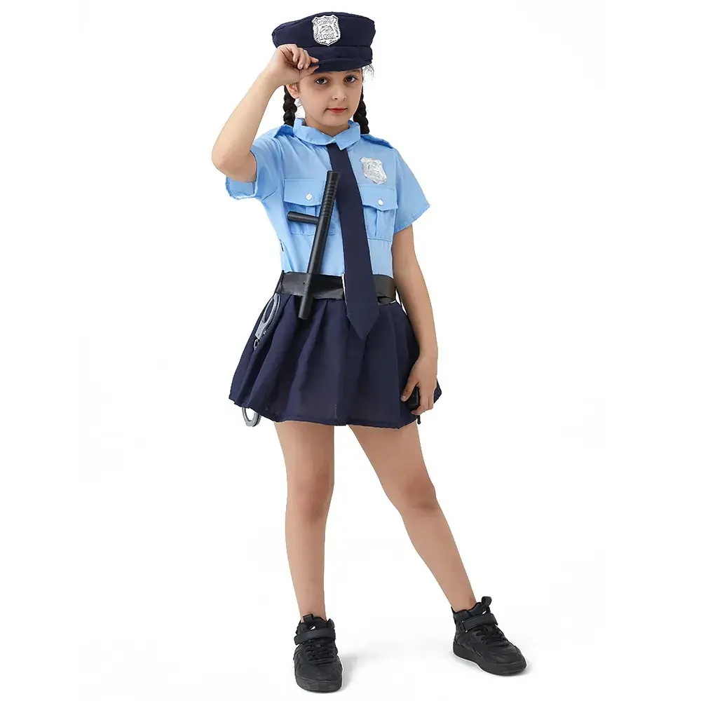 Girls Police Uniform Halloween Cosplay Dress Up Costume