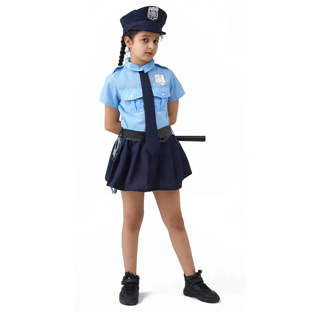 Girls Police Uniform Halloween Cosplay Dress Up Costume