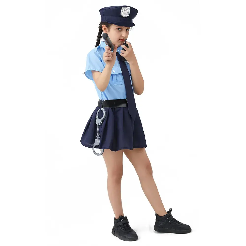 Girls Police Uniform Halloween Cosplay Dress Up Costume