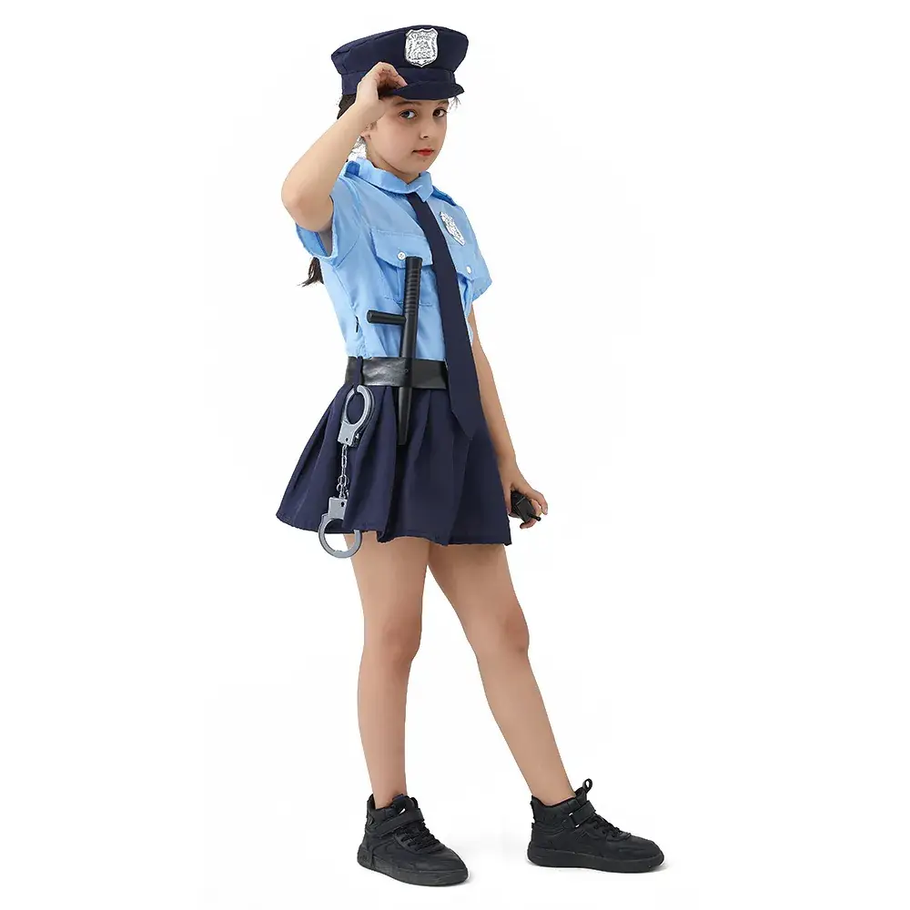 Girls Police Uniform Halloween Cosplay Dress Up Costume