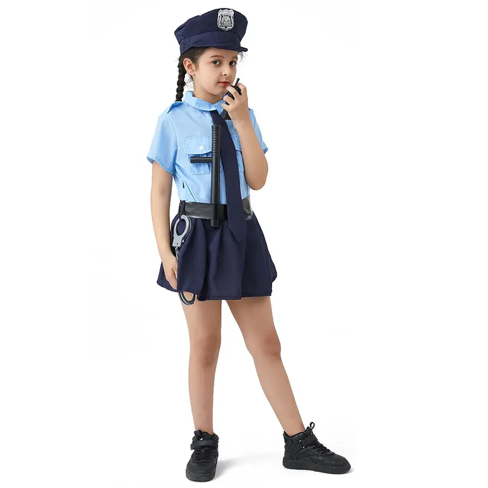 Girls Police Uniform Halloween Cosplay Dress Up Costume