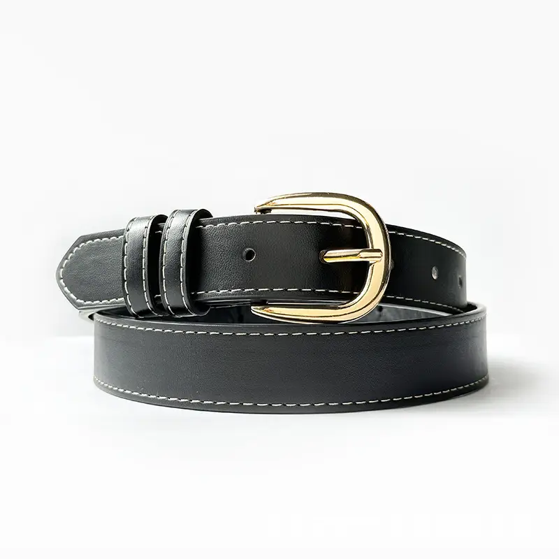 Black Leather Belt for Women with Gold Buckle β feature 4