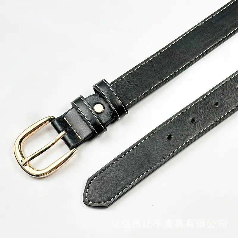 Black Leather Belt for Women with Gold Buckle β feature 6