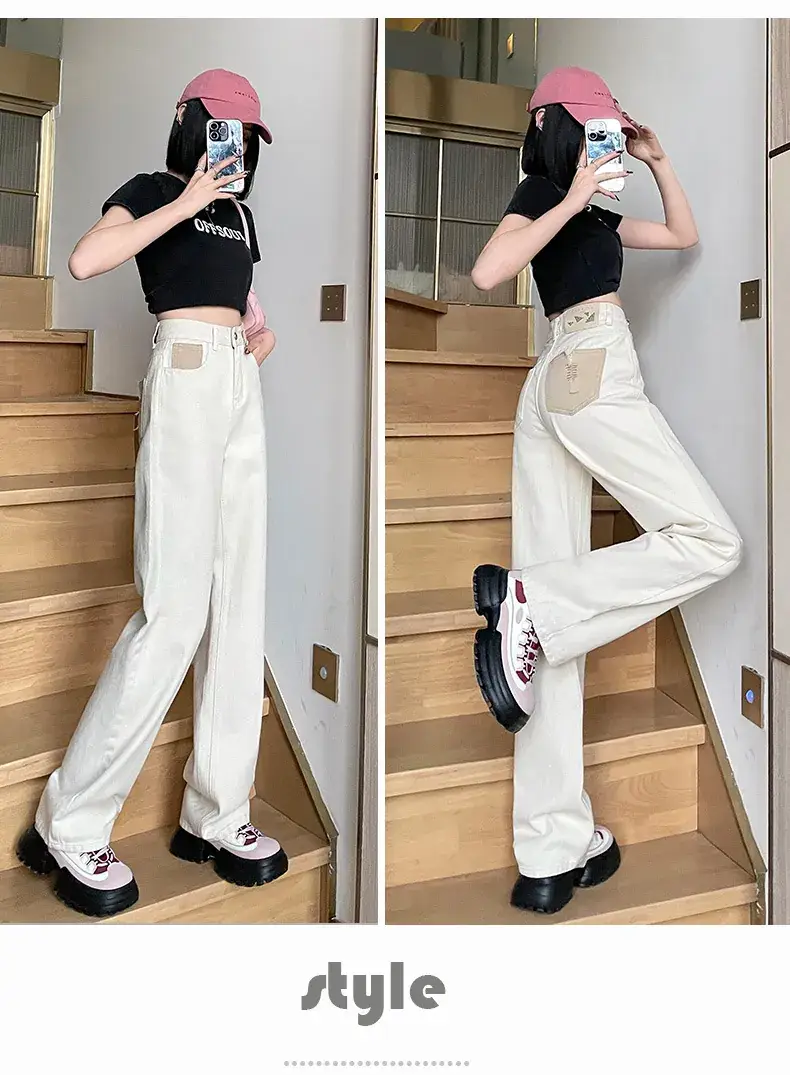 Retro Blue Wide Leg Jeans for Women Spring Autumn — feature 19