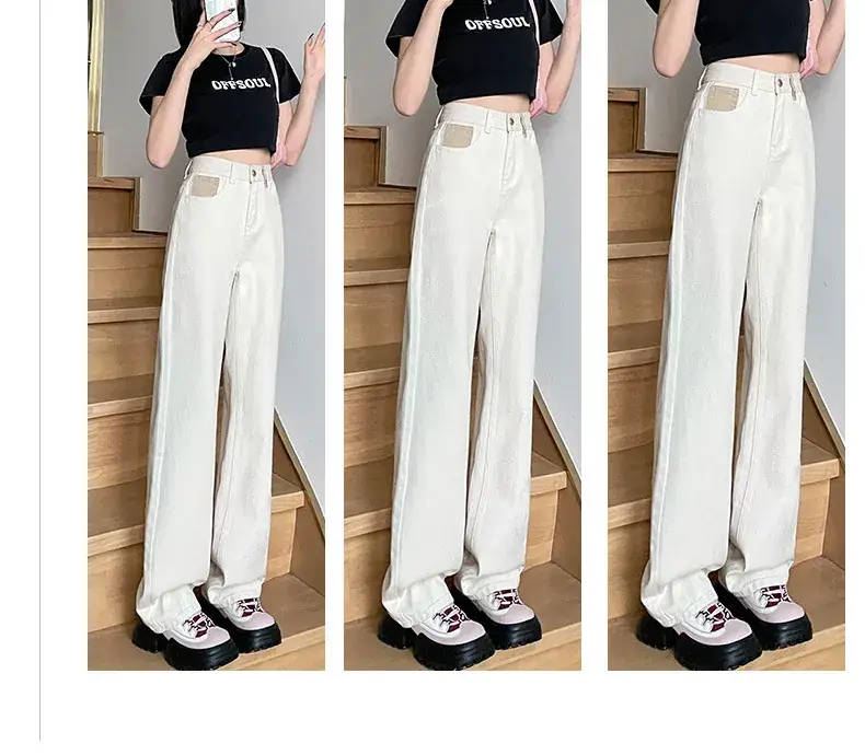 Retro Blue Wide Leg Jeans for Women Spring Autumn — feature 9