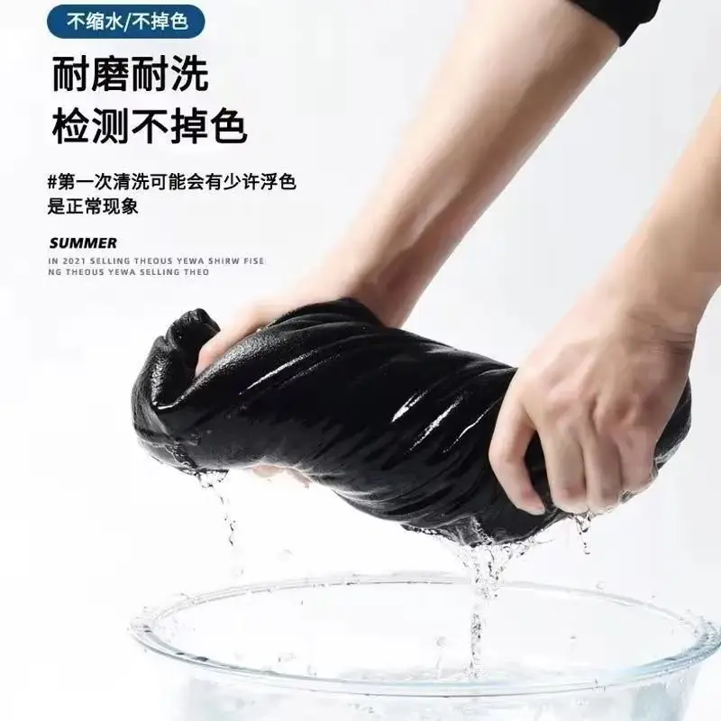 Men Ice Silk Zipper Pants Black Large - Image 10