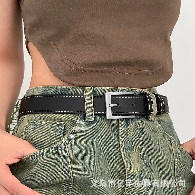 Black Minimalist Ladies Belt Wholesale All-Match Trend - Image 2
