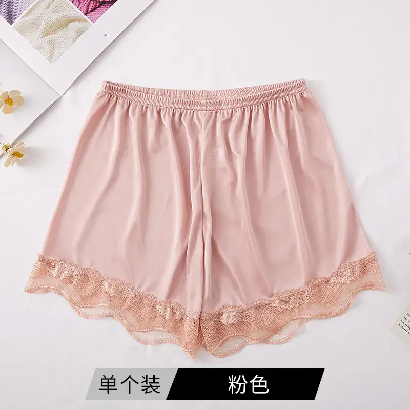 Women's Black Lace Satin Anti-Running Shorts - Image 12