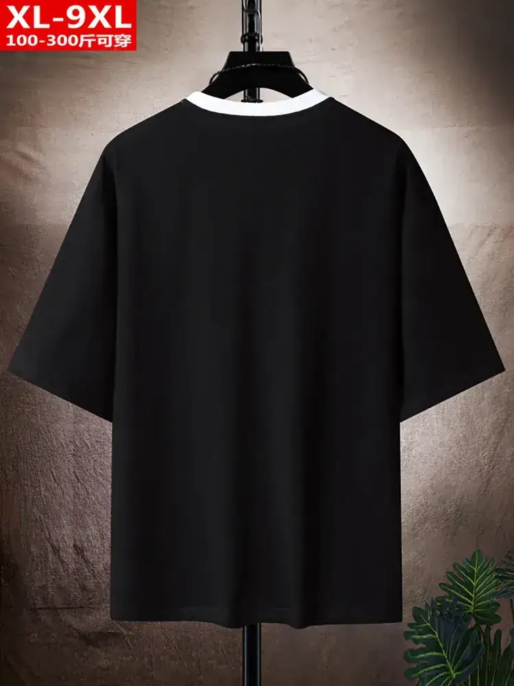 Men Printed Short Sleeve T-Shirt Black White XL - Image 7
