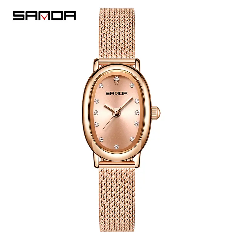 Women's Green Diamond Watch with Rose Gold Belt - Image 3