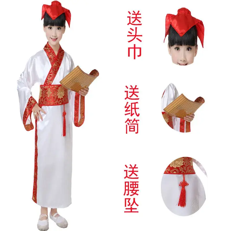 Children Hanfu Boys Red Blue Ancient Costume Primary School — feature 15
