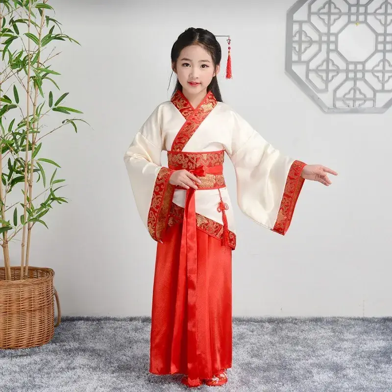 Children Hanfu Boys Red Blue Ancient Costume Primary School - Image 10