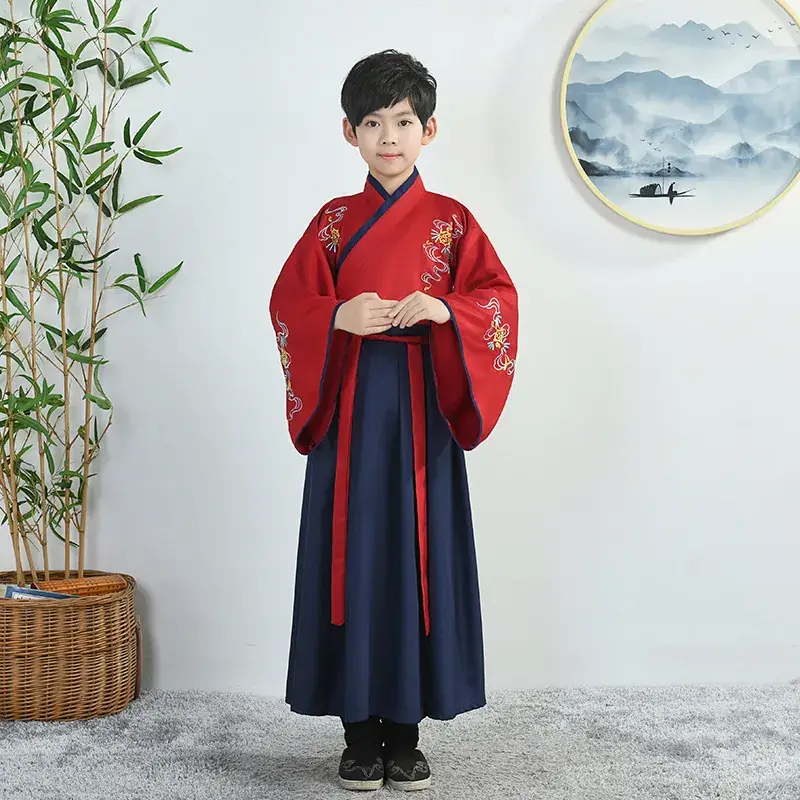 Children Hanfu Boys Red Blue Ancient Costume Primary School - Image 14