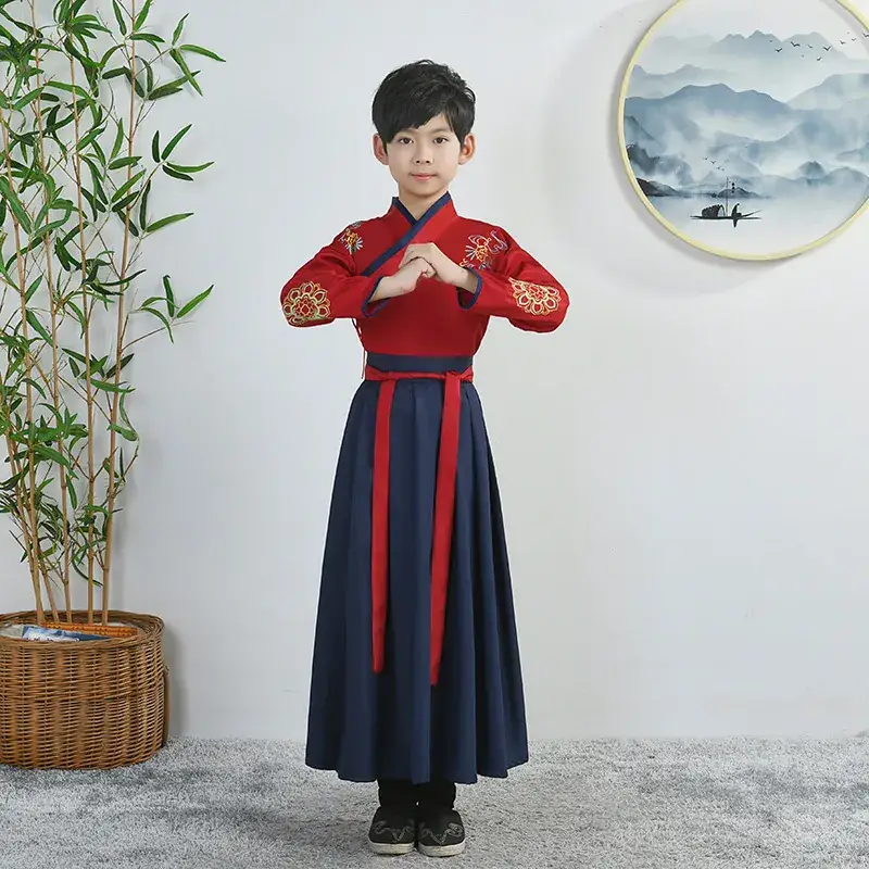 Children Hanfu Boys Red Blue Ancient Costume Primary School - Image 16