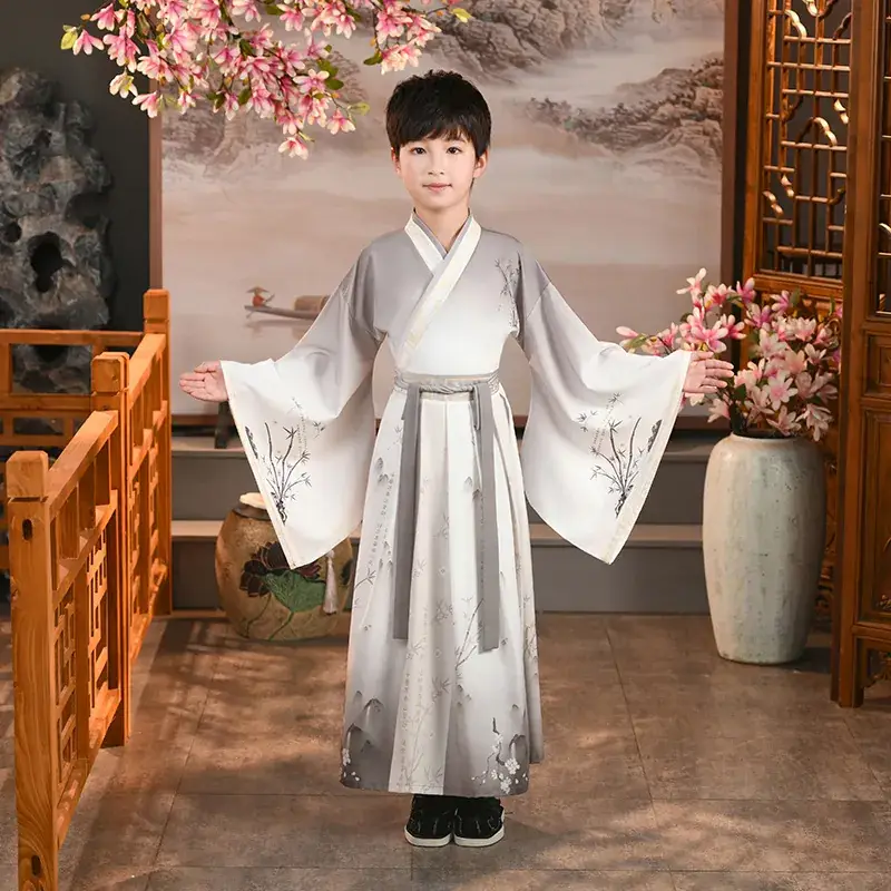 Children Hanfu Boys Red Blue Ancient Costume Primary School - Image 20