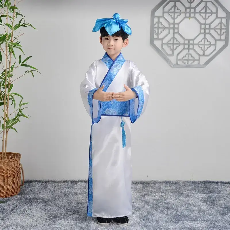 Children Hanfu Boys Red Blue Ancient Costume Primary School - Image 3