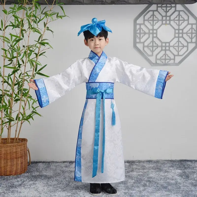 Children Hanfu Boys Red Blue Ancient Costume Primary School - Image 7
