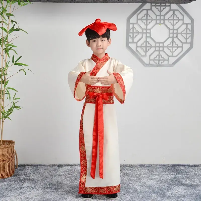 Children Hanfu Boys Red Blue Ancient Costume Primary School - Image 9