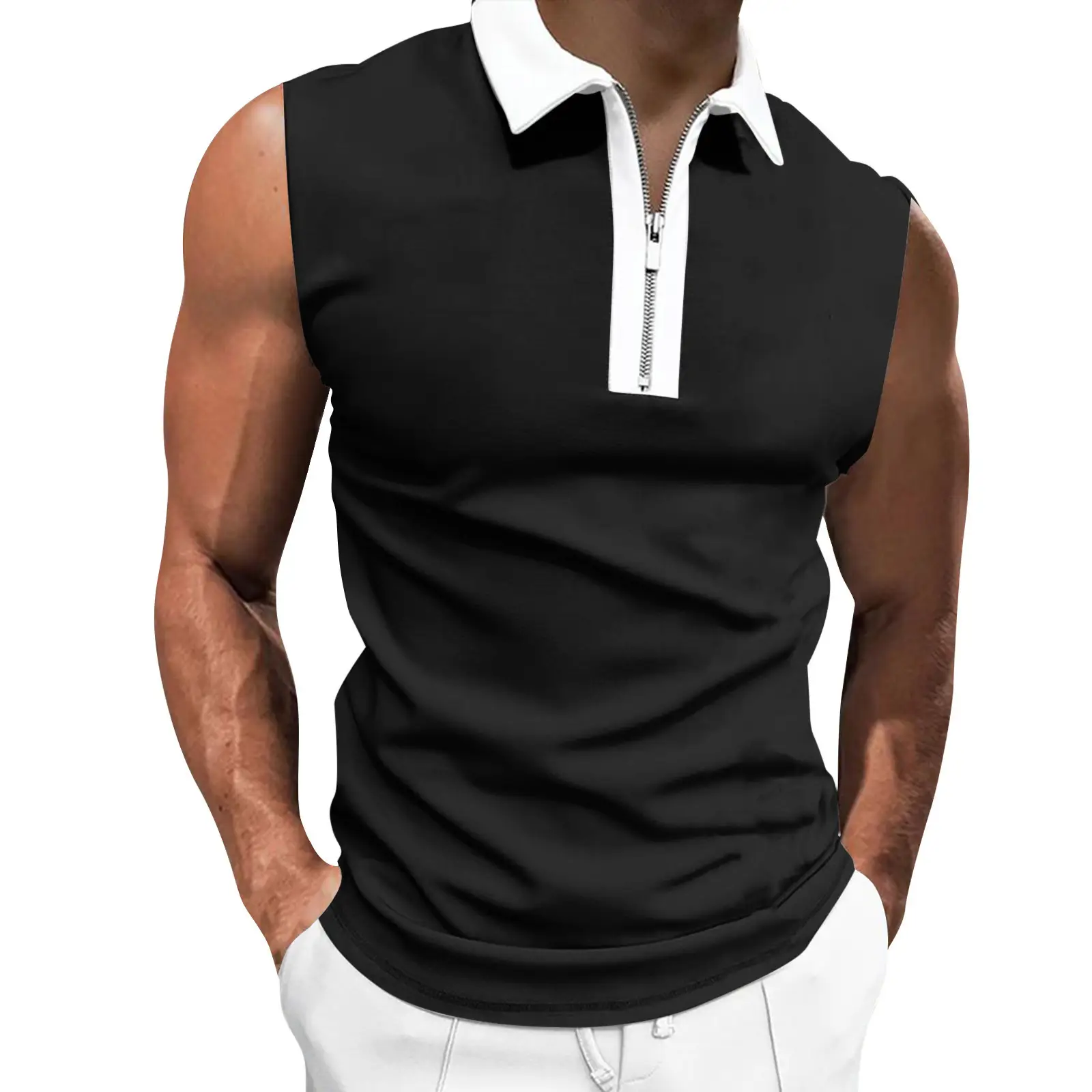 Men's Black Sleeveless Polo Top 2023 — feature 10