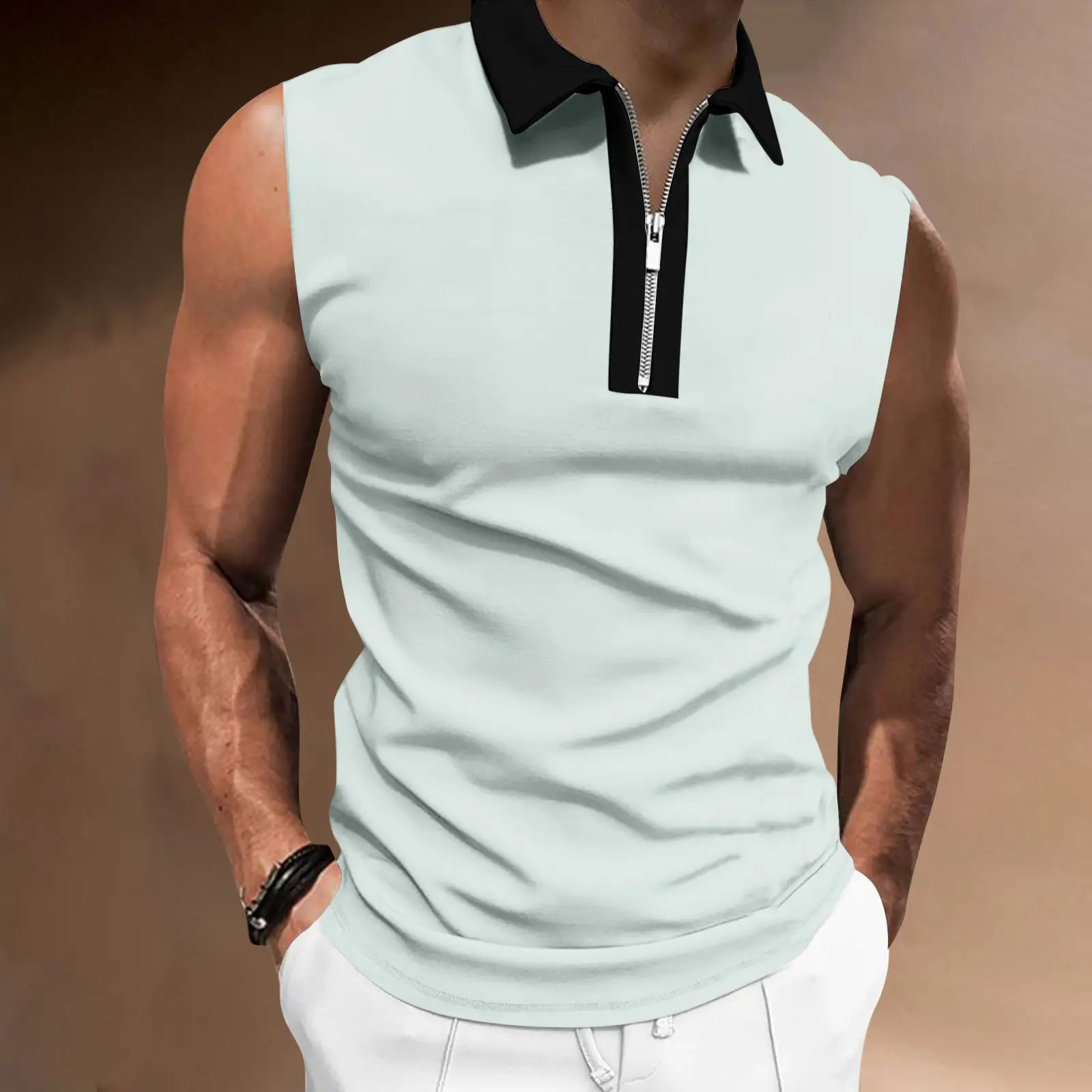 Men's Black Sleeveless Polo Top 2023 — feature 11