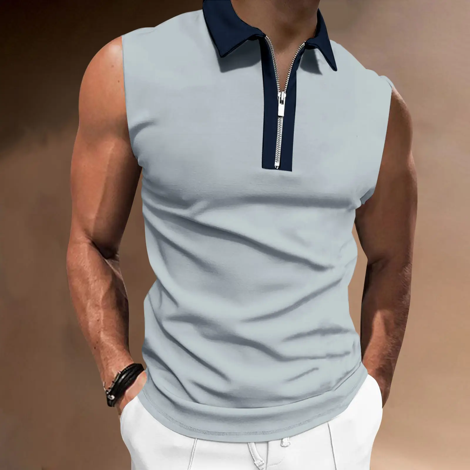 Men's Black Sleeveless Polo Top 2023 — feature 12