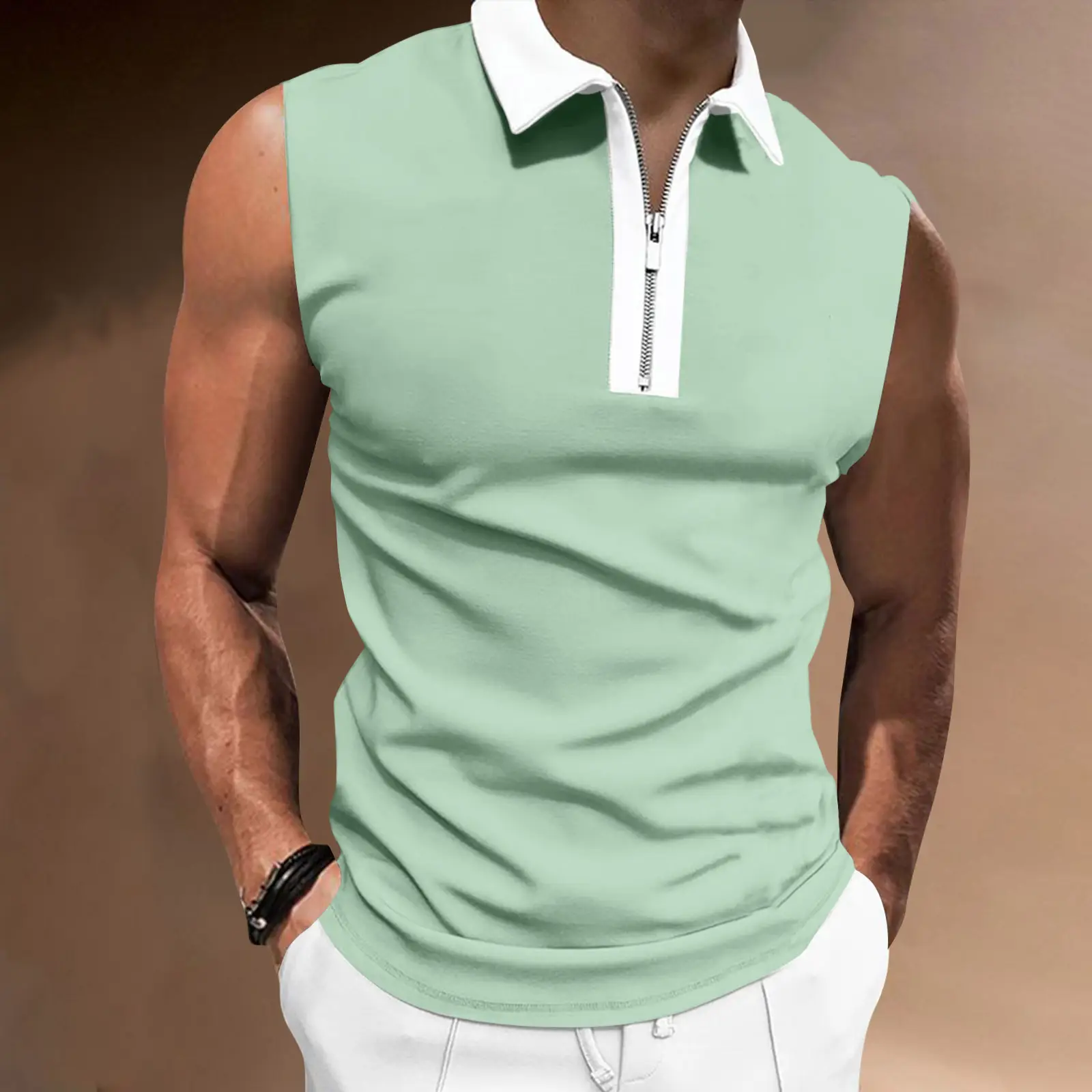 Men's Black Sleeveless Polo Top 2023 — feature 4
