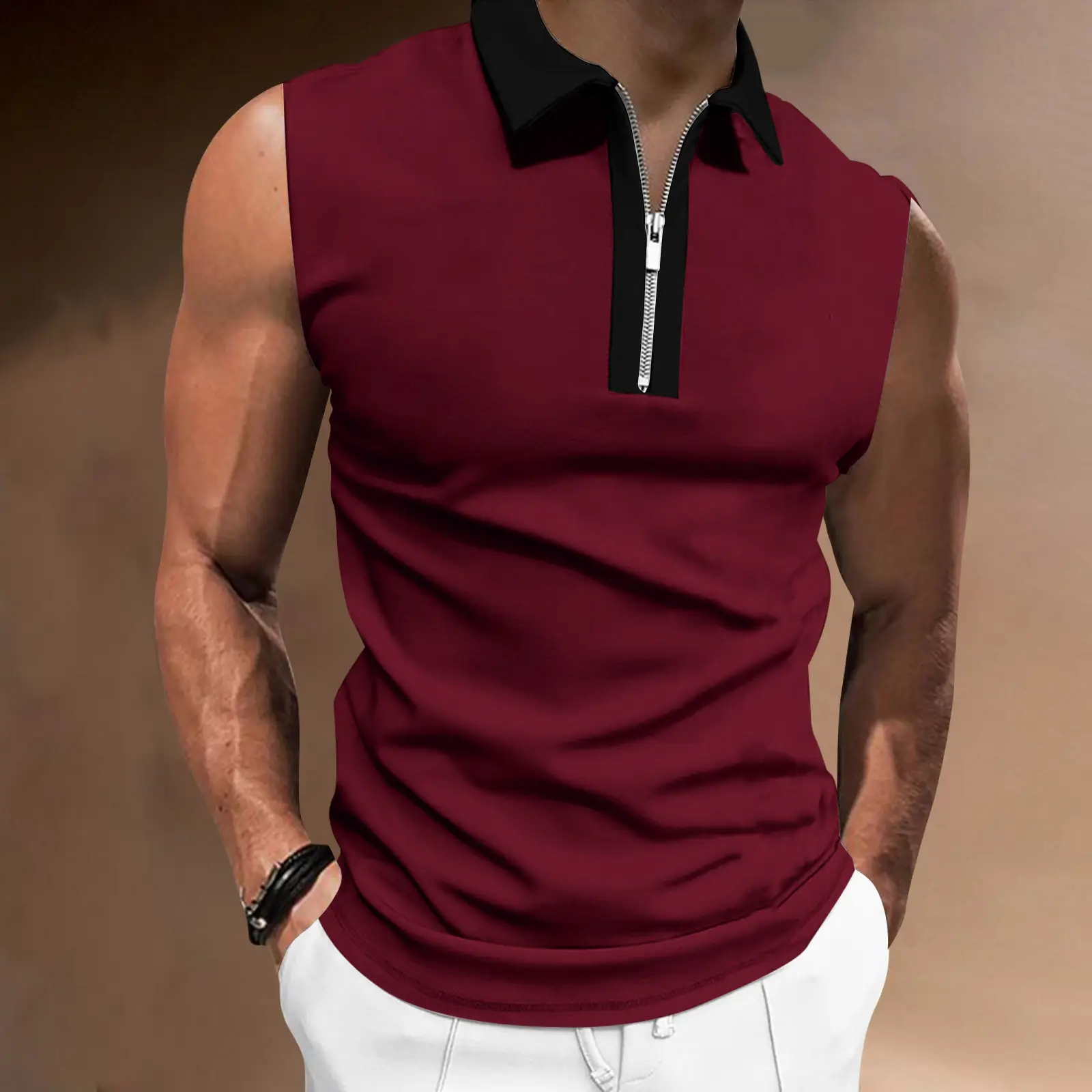 Men's Black Sleeveless Polo Top 2023 — feature 5