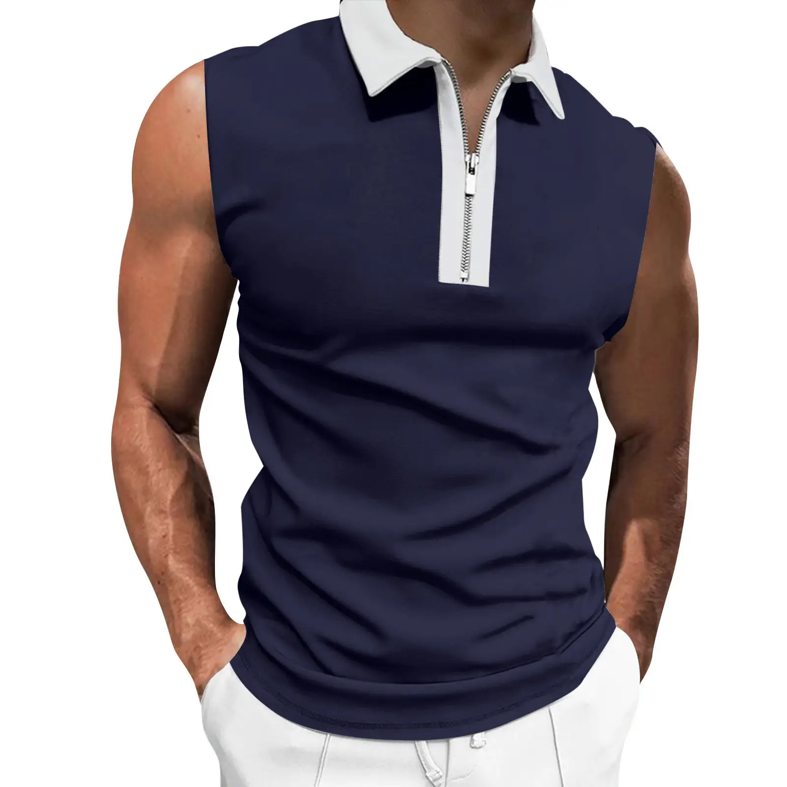 Men's Black Sleeveless Polo Top 2023 — feature 6