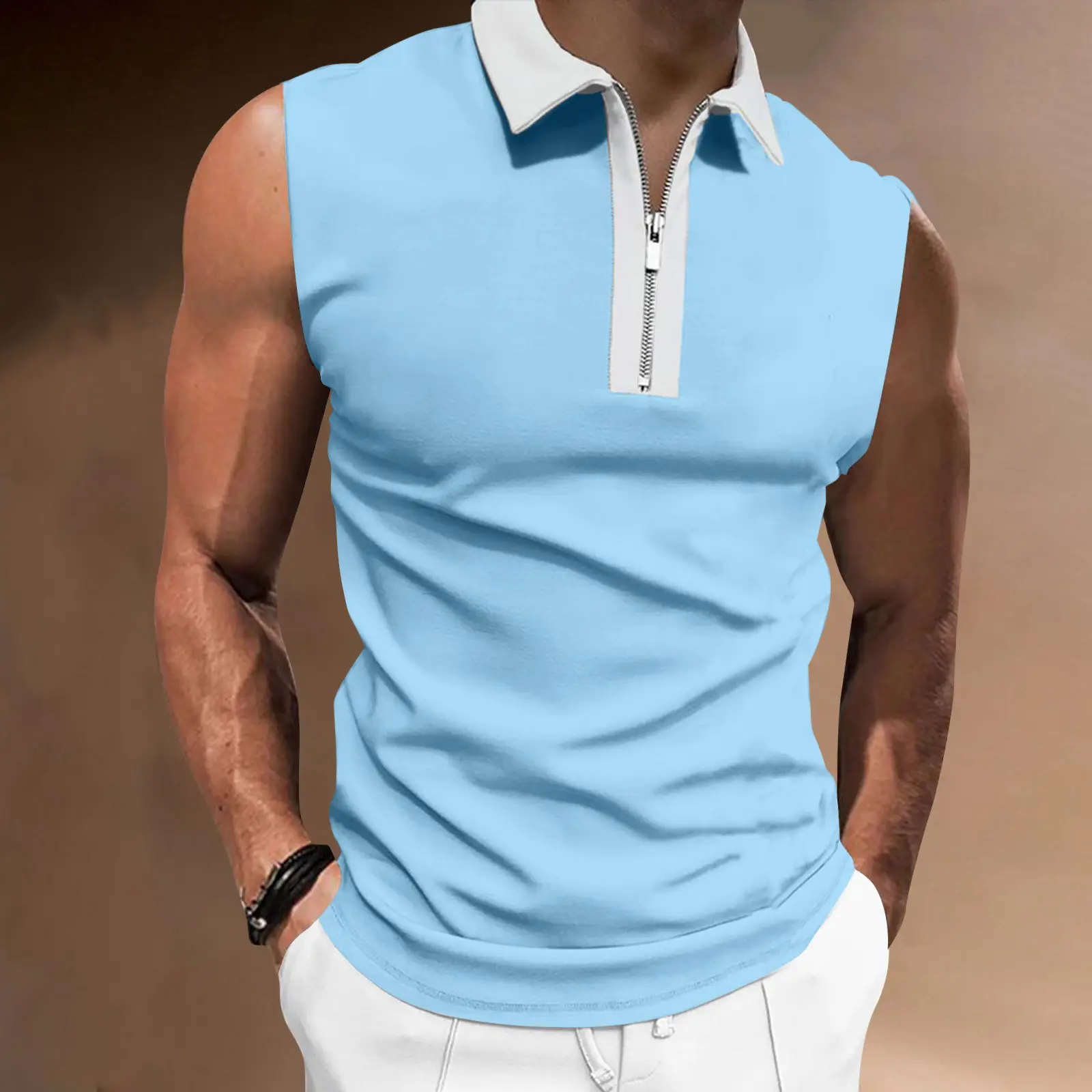 Men's Black Sleeveless Polo Top 2023 — feature 8