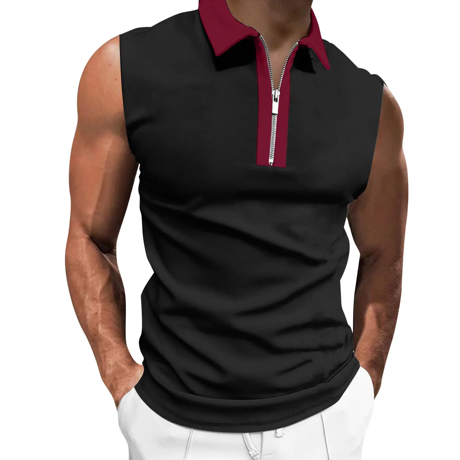 Men's Black Sleeveless Polo Top 2023 — feature 9