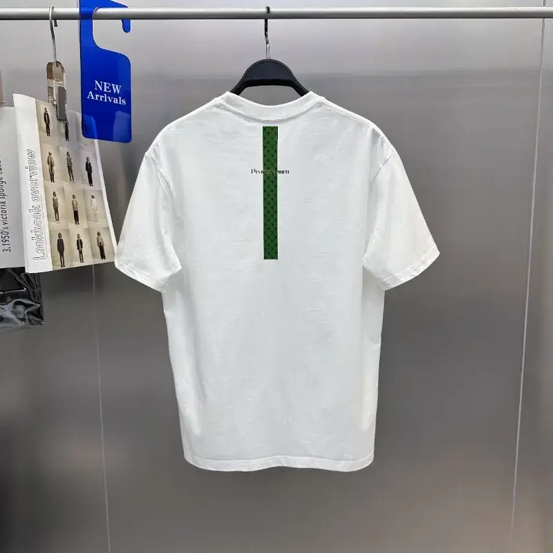 Men White Letter Printed T-Shirt Short Sleeve - Image 2