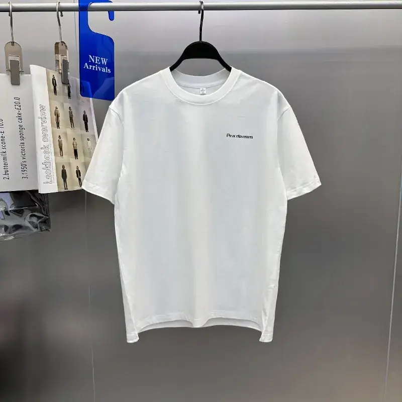 Men White Letter Printed T-Shirt Short Sleeve - Image 3