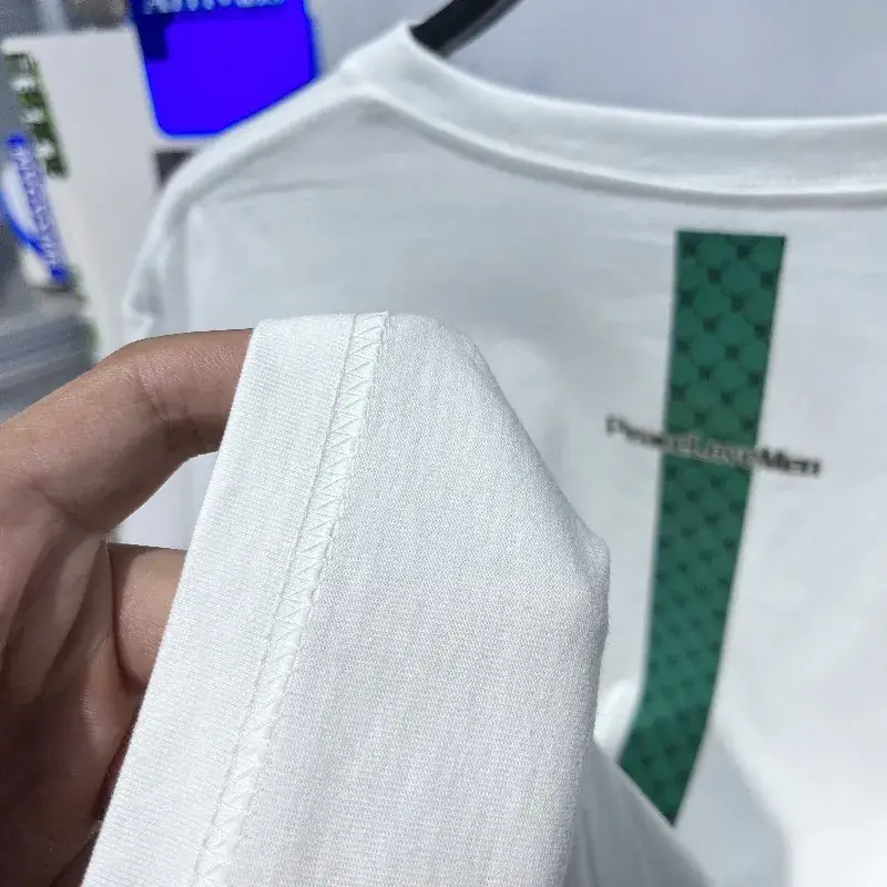 Men White Letter Printed T-Shirt Short Sleeve - Image 4