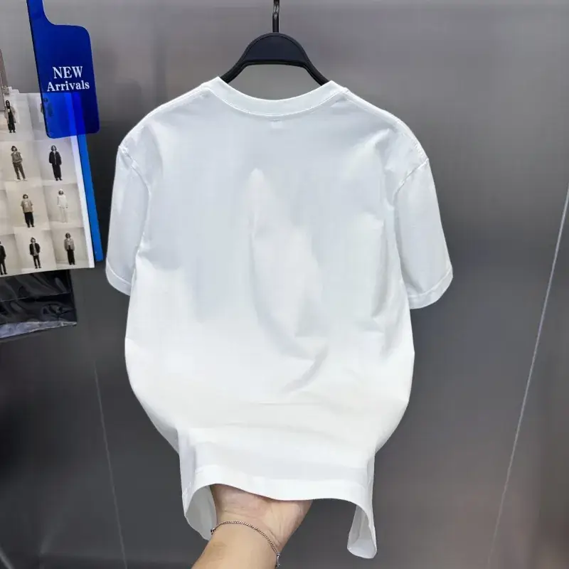 Men White Short Sleeve T-Shirt with Brand Logo - Image 3