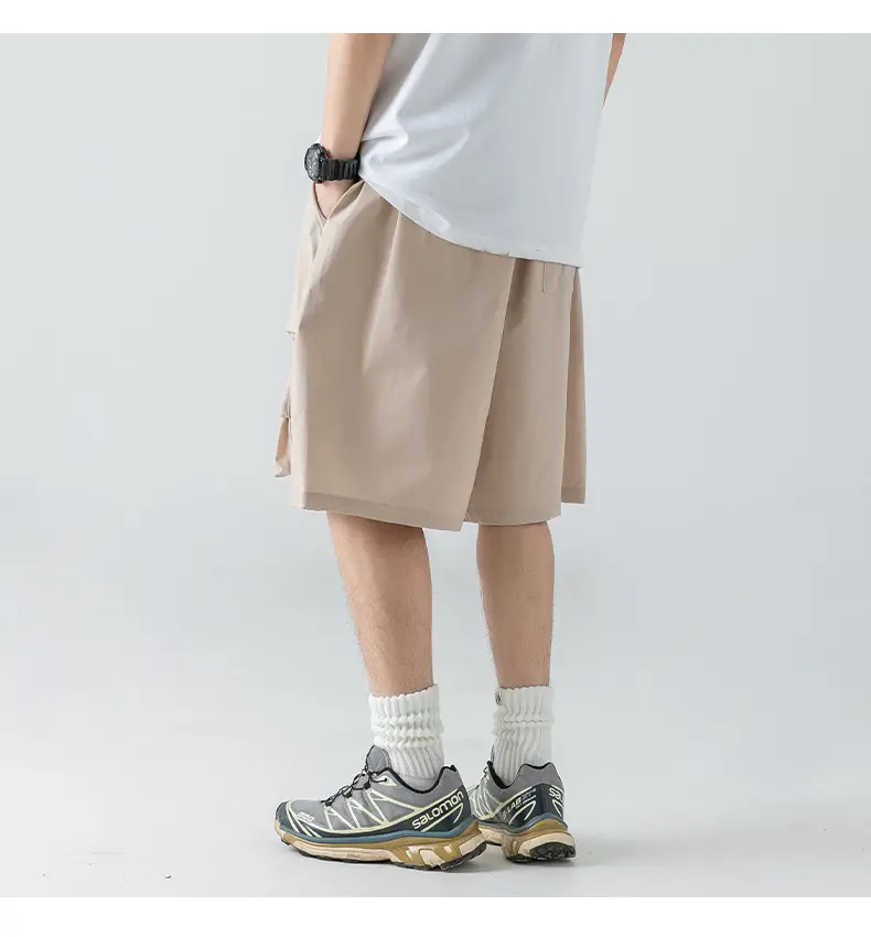 Men's Japanese Style Cargo Shorts Olive Green — feature 11