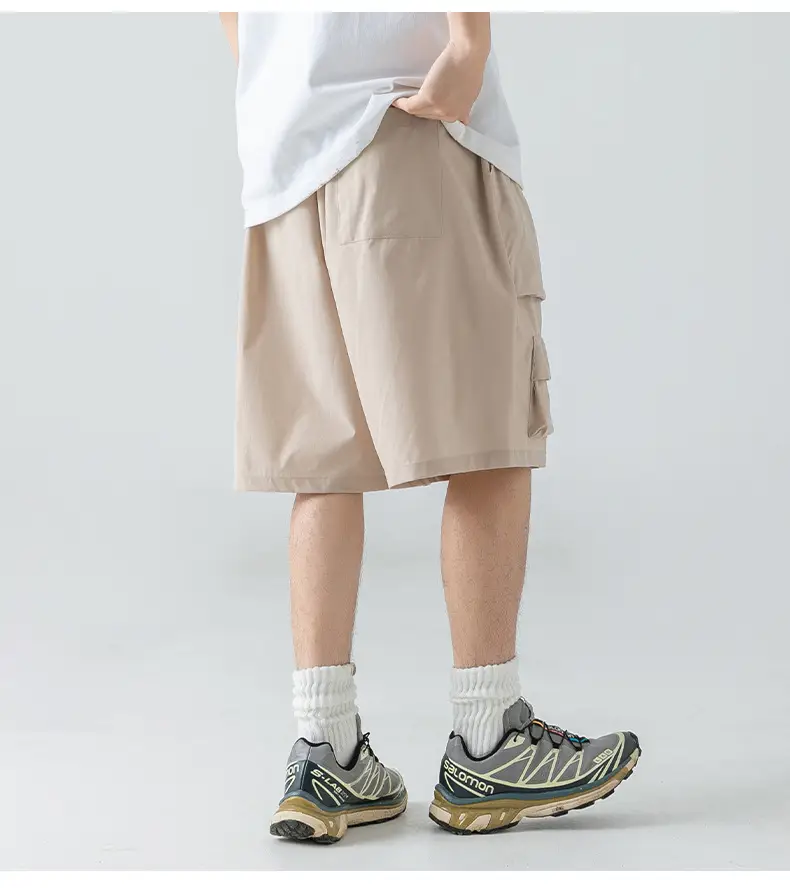 Men's Japanese Style Cargo Shorts Olive Green — feature 12