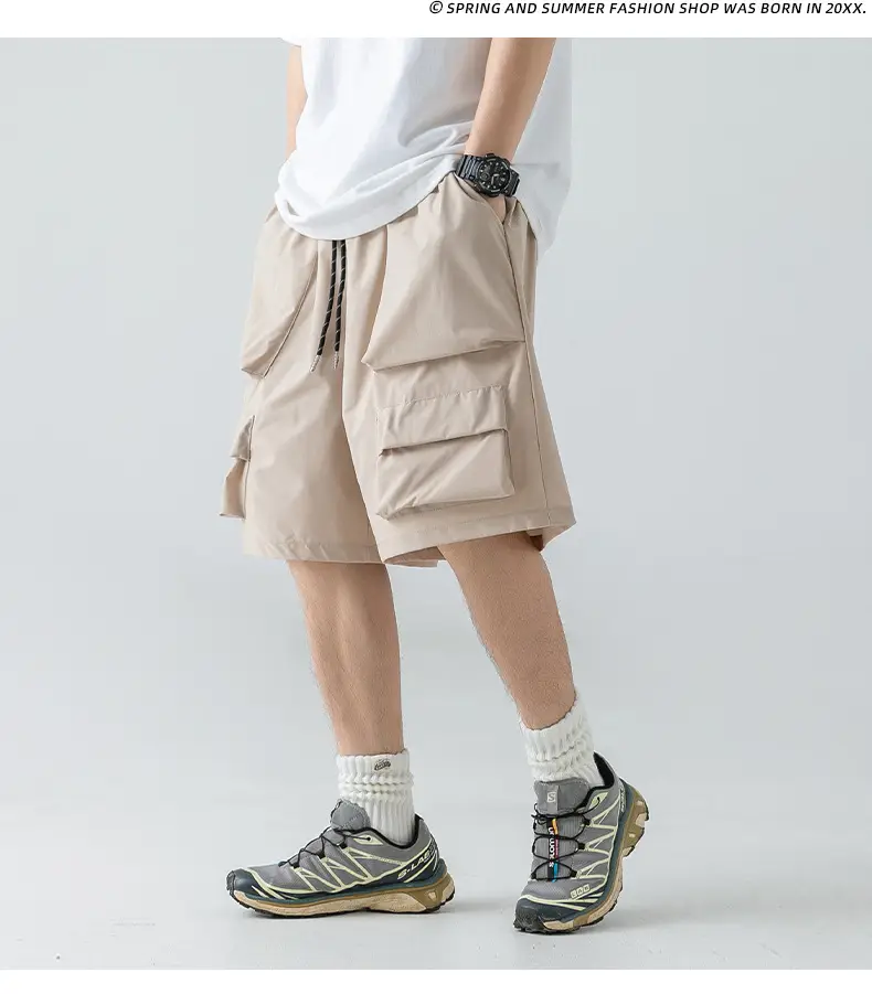 Men's Japanese Style Cargo Shorts Olive Green — feature 13