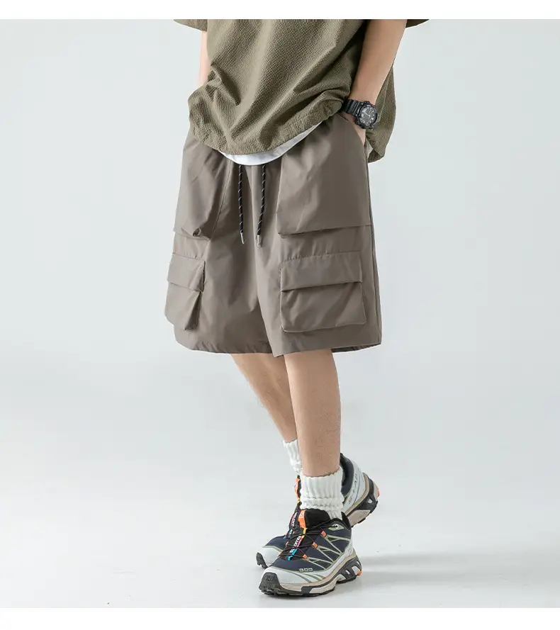 Men's Japanese Style Cargo Shorts Olive Green — feature 16