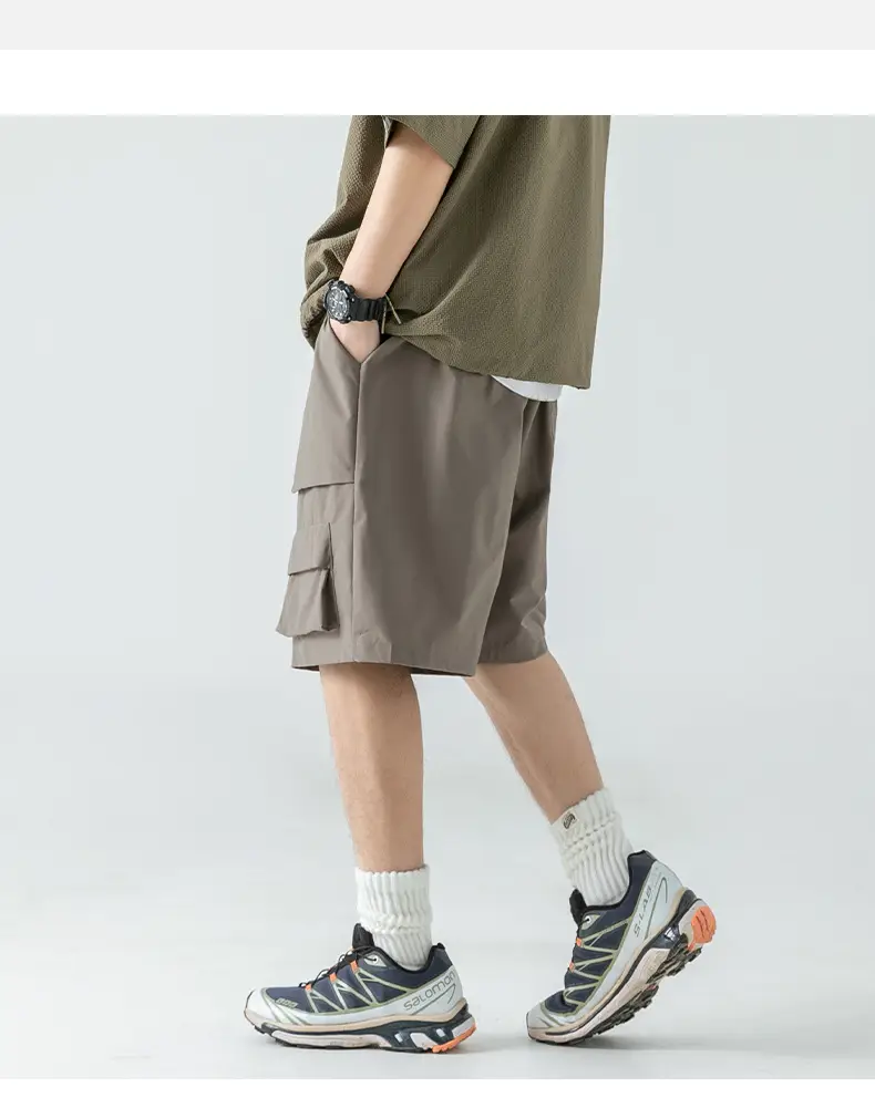 Men's Japanese Style Cargo Shorts Olive Green — feature 18