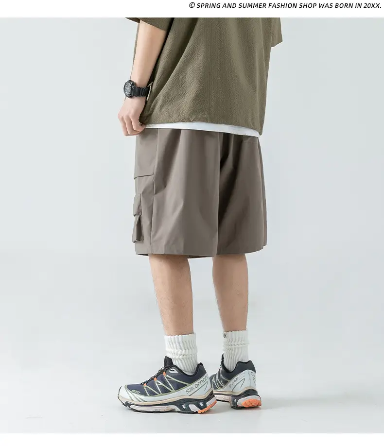 Men's Japanese Style Cargo Shorts Olive Green — feature 19