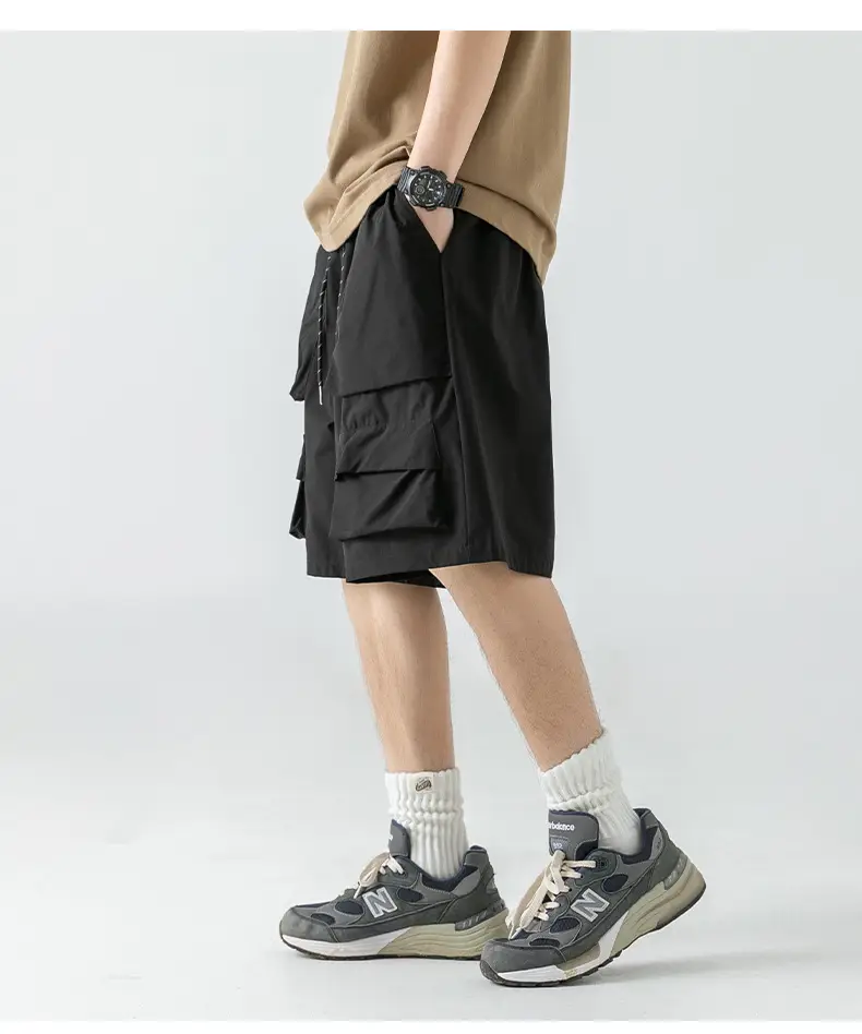 Men's Japanese Style Cargo Shorts Olive Green — feature 23