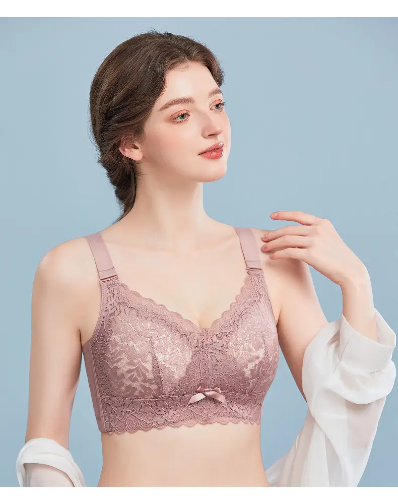 Large Chest Shiny Small Underwear Women's Thin Large Size Non-Steel Ring Gather-up Top Anti-sagging Accessory Breast Full Cup Bra — feature 17