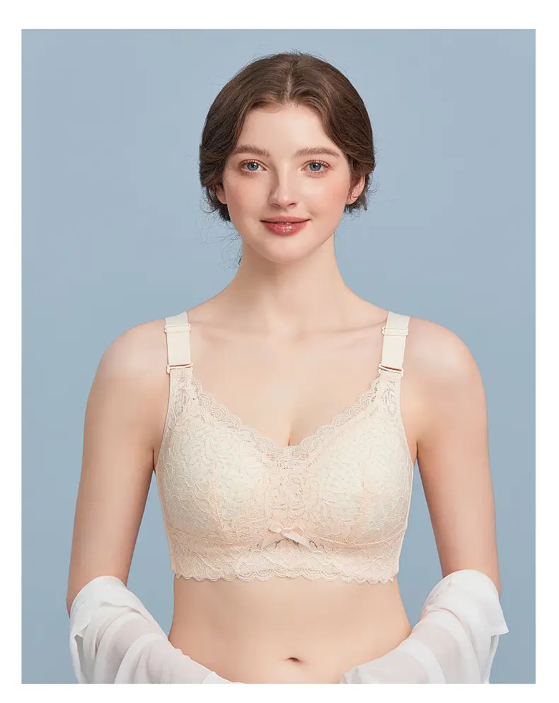 Large Chest Shiny Small Underwear Women's Thin Large Size Non-Steel Ring Gather-up Top Anti-sagging Accessory Breast Full Cup Bra — feature 19
