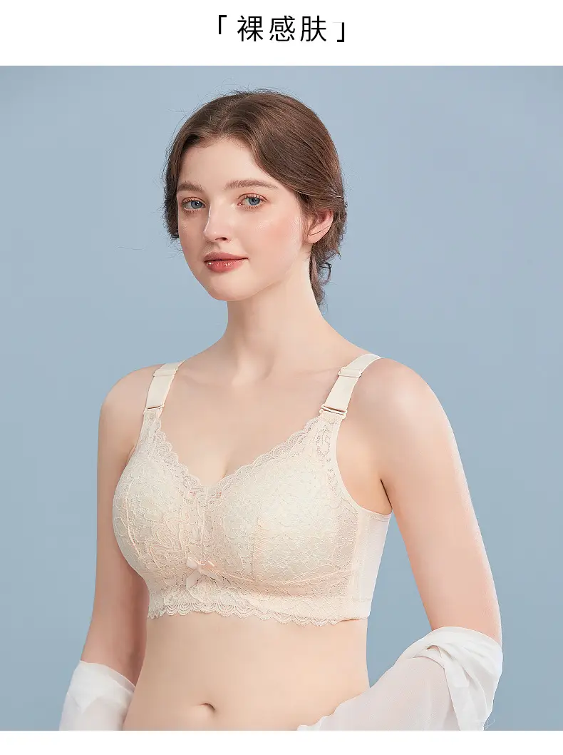 Large Chest Shiny Small Underwear Women's Thin Large Size Non-Steel Ring Gather-up Top Anti-sagging Accessory Breast Full Cup Bra — feature 20